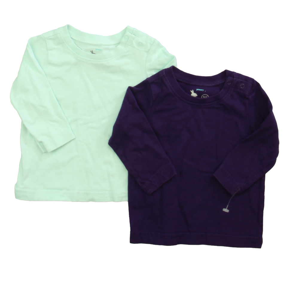 Primary.com Girls Purple | Aqua Long Sleeve T-Shirt size: 6-12 Months